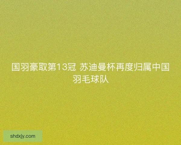 国羽豪取第13冠 苏迪曼杯再度归属中国羽毛球队
