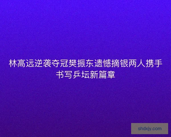 林高远逆袭夺冠樊振东遗憾摘银两人携手书写乒坛新篇章