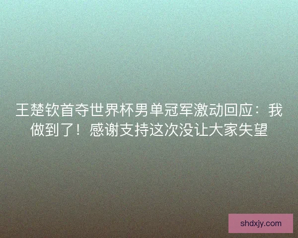 王楚钦首夺世界杯男单冠军激动回应：我做到了！感谢支持这次没让大家失望